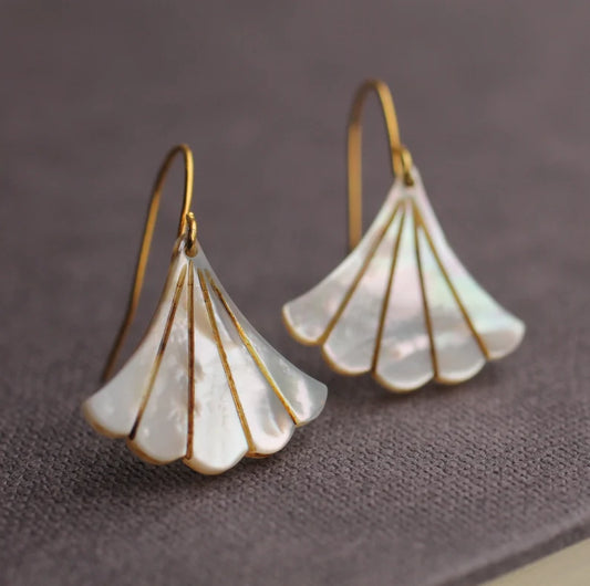 MOP fan mother-of-pearl earrings